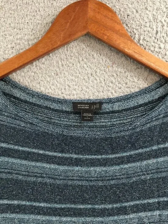 J. Jill Tunic Top Womens Small Petite Long Sleeve Casual Knit Striped Multicolor - Picture 6 of 8